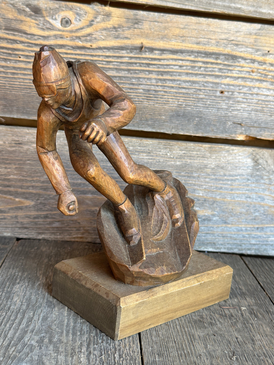 Carved Downhill Racing Skier Figure