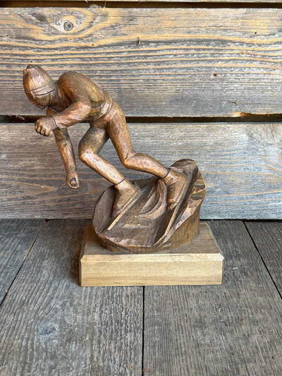 Carved Downhill Racing Skier Figure