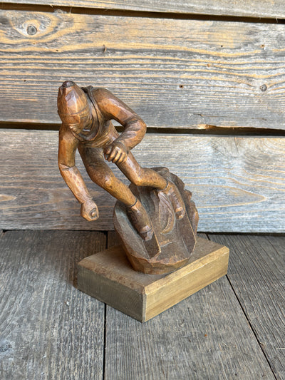Carved Downhill Racing Skier Figure