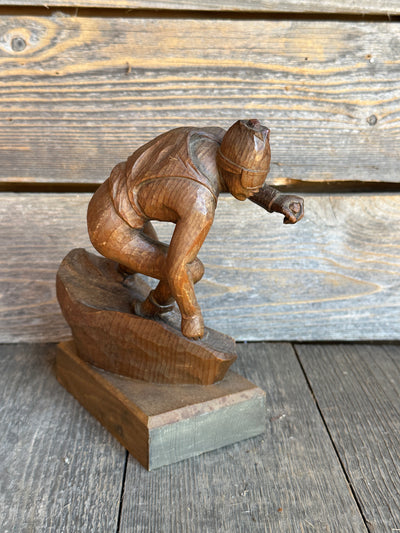 Carved Downhill Racing Skier Figure