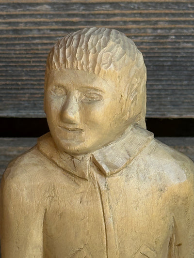 Pair of Carved Wood Skier Figures