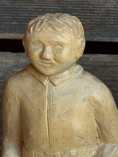 Pair of Carved Wood Skier Figures