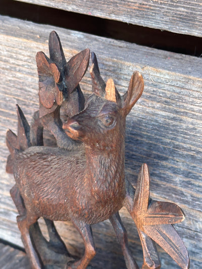 Carved Black Forest Clock Top - Ibex