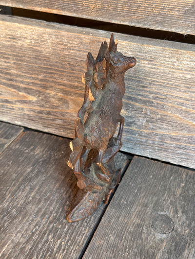 Carved Black Forest Clock Top - Ibex