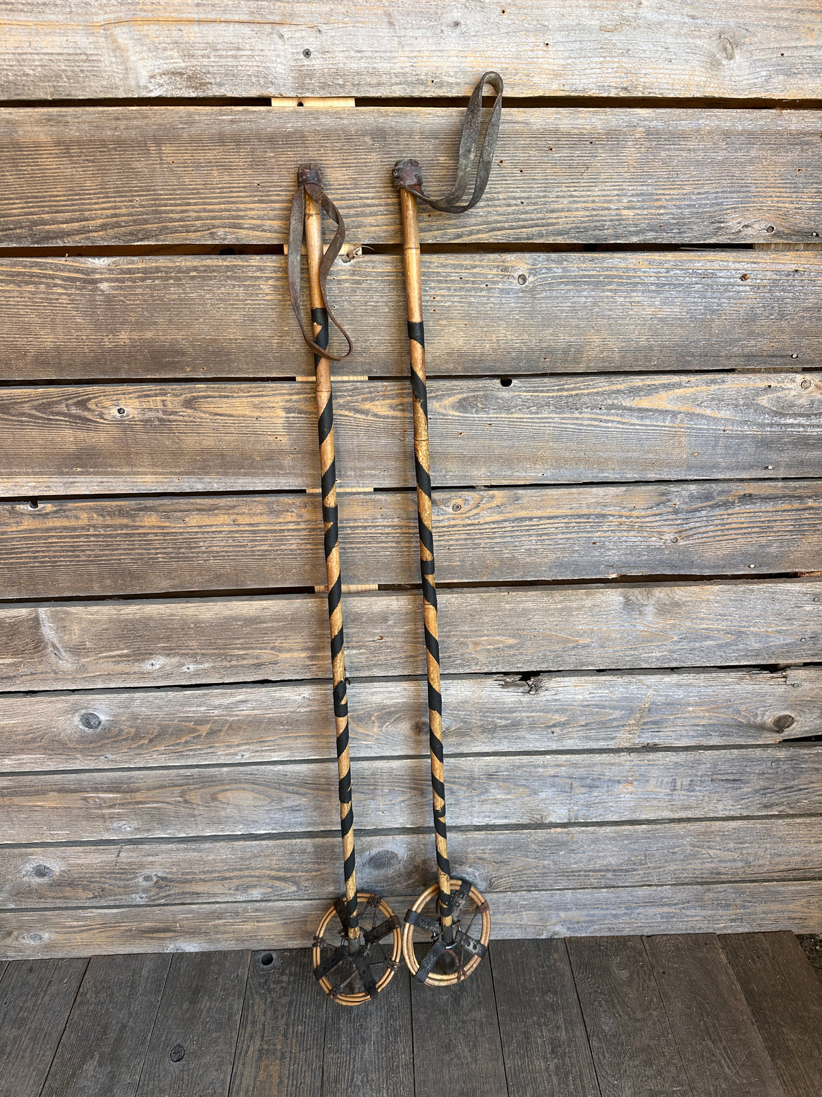 Vintage Ski Poles with double ring baskets