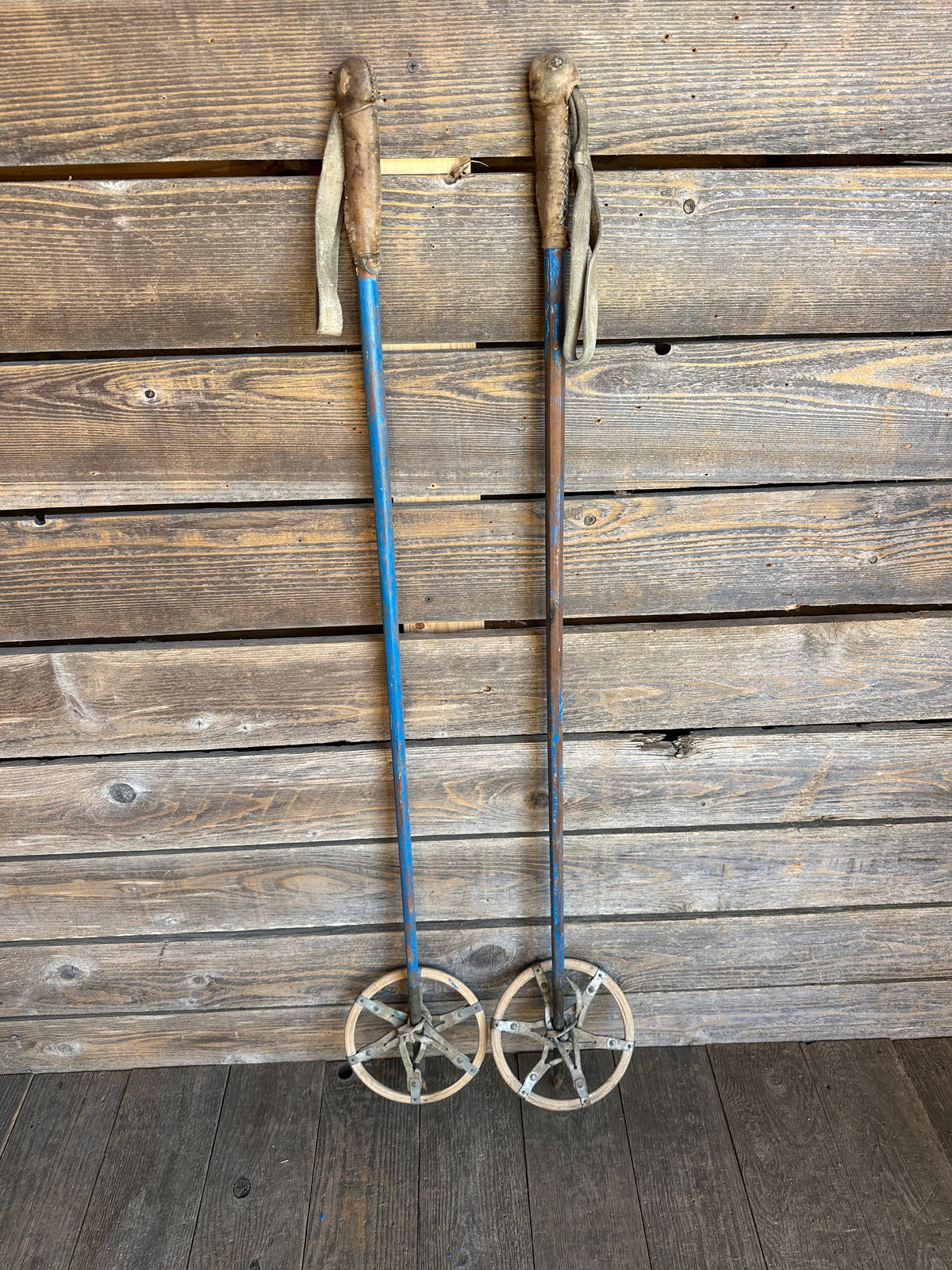 10th Mountain Division - Vintage Ski Poles - Blue shafts