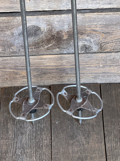 1950s Metal Downhill Ski Poles - Red Grips