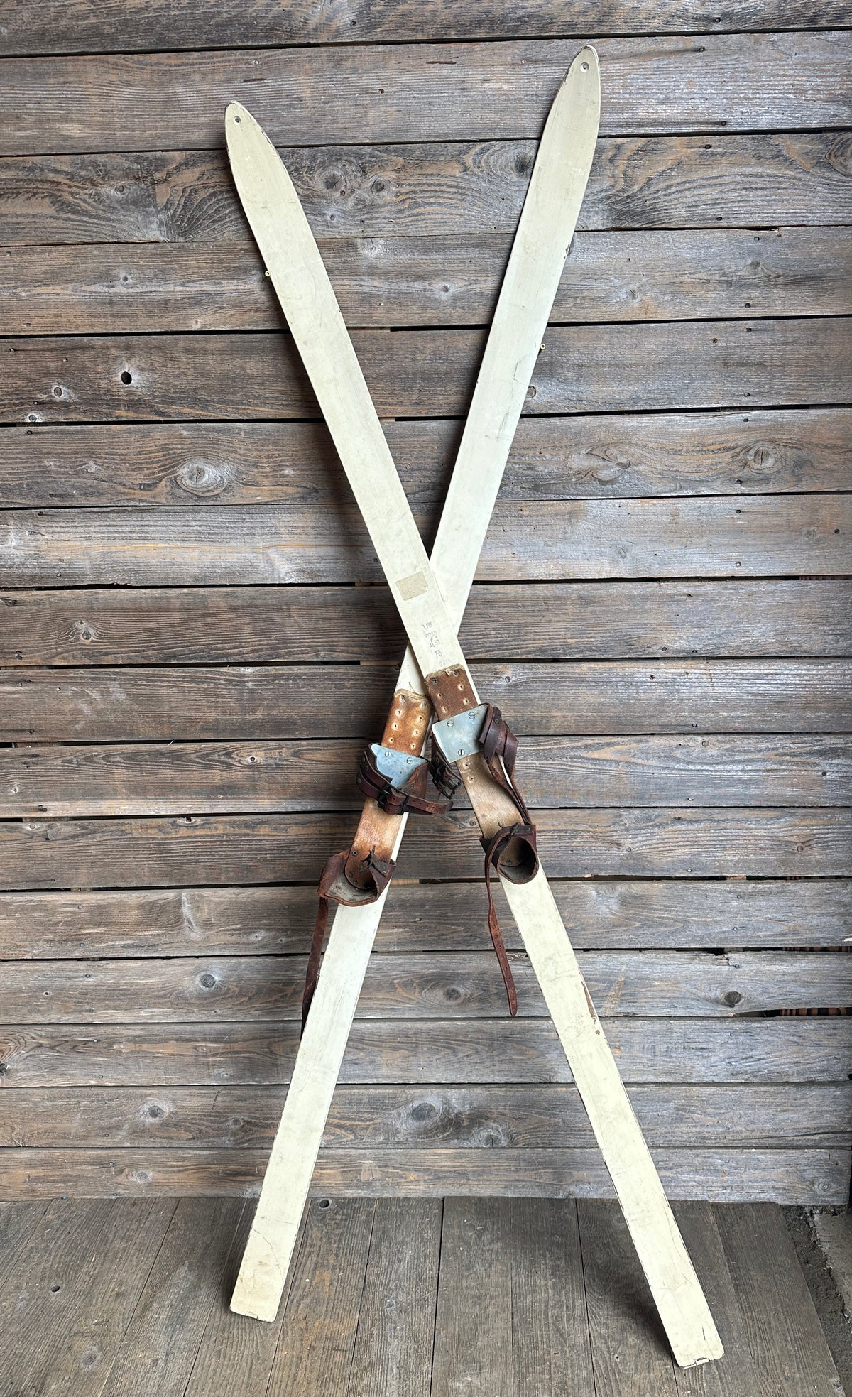 Military White Downhill Skis - 1950s - Paris Mfg