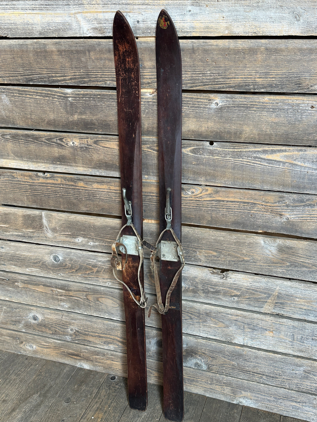 Antique R.H. Macy's Co. Wooden Skis (Children's Size)