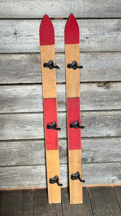 Vintage Kids Ski - Coat Hooks - Red