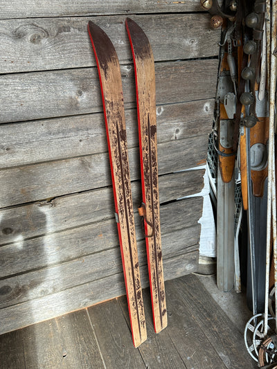 Vintage Red Snow Patrol Skis
