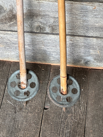 Antique Ski Poles - Metal baskets