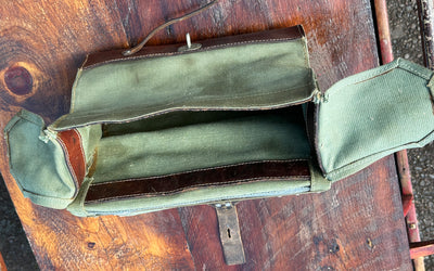 Vintage Leather and Canvas Swiss - Carry Bag