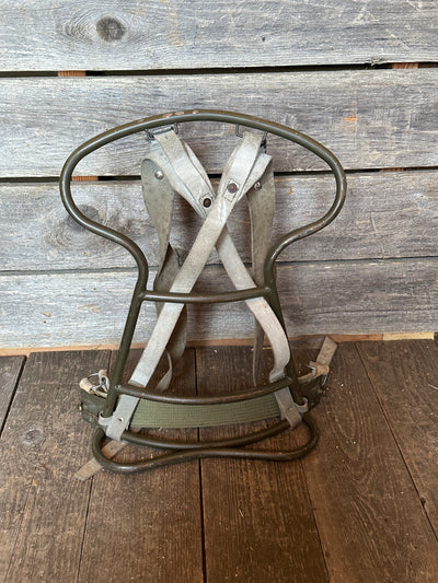 Vintage French Metal Frame Backpack - Green