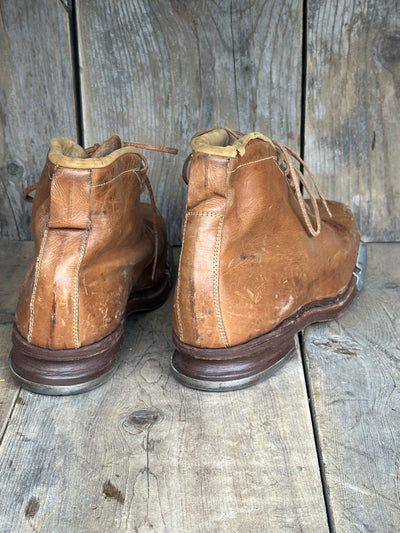 Vintage Square Toe Leather Ski Boots