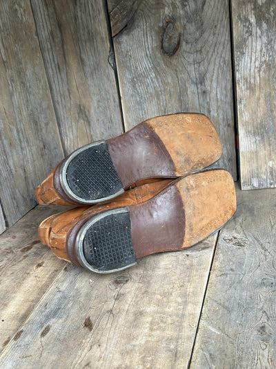 Vintage Square Toe Leather Ski Boots