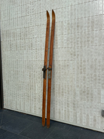 Wooden Norwegian Snow Skis - Antique