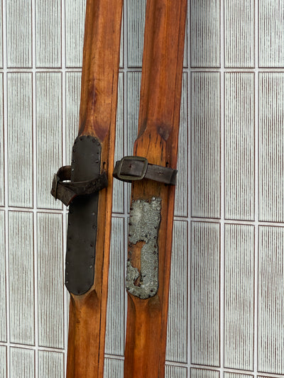 Wooden Norwegian Snow Skis - Antique