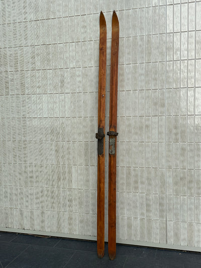 Wooden Norwegian Snow Skis - Antique