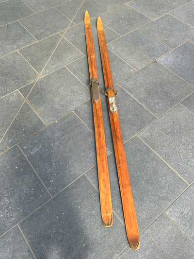 Wooden Norwegian Snow Skis - Antique