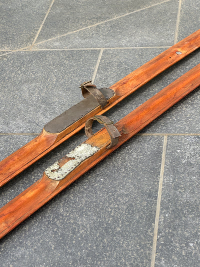 Wooden Norwegian Snow Skis - Antique