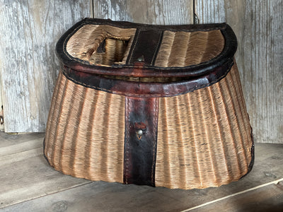 Vintage Fishing Creel - Split Reed with Leather