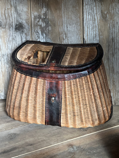 Vintage Fishing Creel - Split Reed with Leather