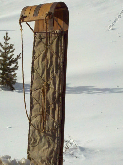 Wooden Toboggan with Sledding Pad