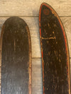 Antique Ski Rider Downhill Wooden Skis