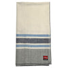 Cream / Grey with  Blue Stripes Wool Blanket