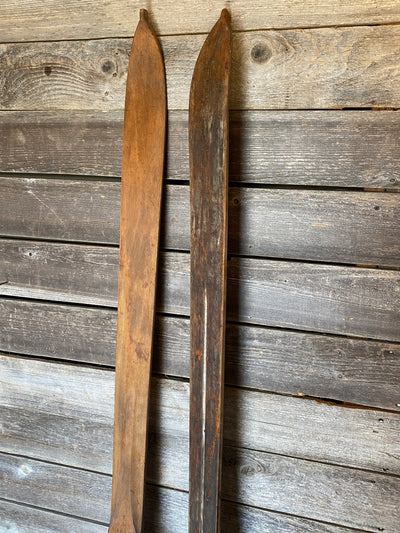 Antique Wooden Maple Skis - c. 1935-40