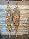 Vintage Pointed Tip Wood Snowshoes 48" with Leather Bindings