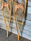 Vintage Pointed Tip Wood Snowshoes 48" with Leather Bindings