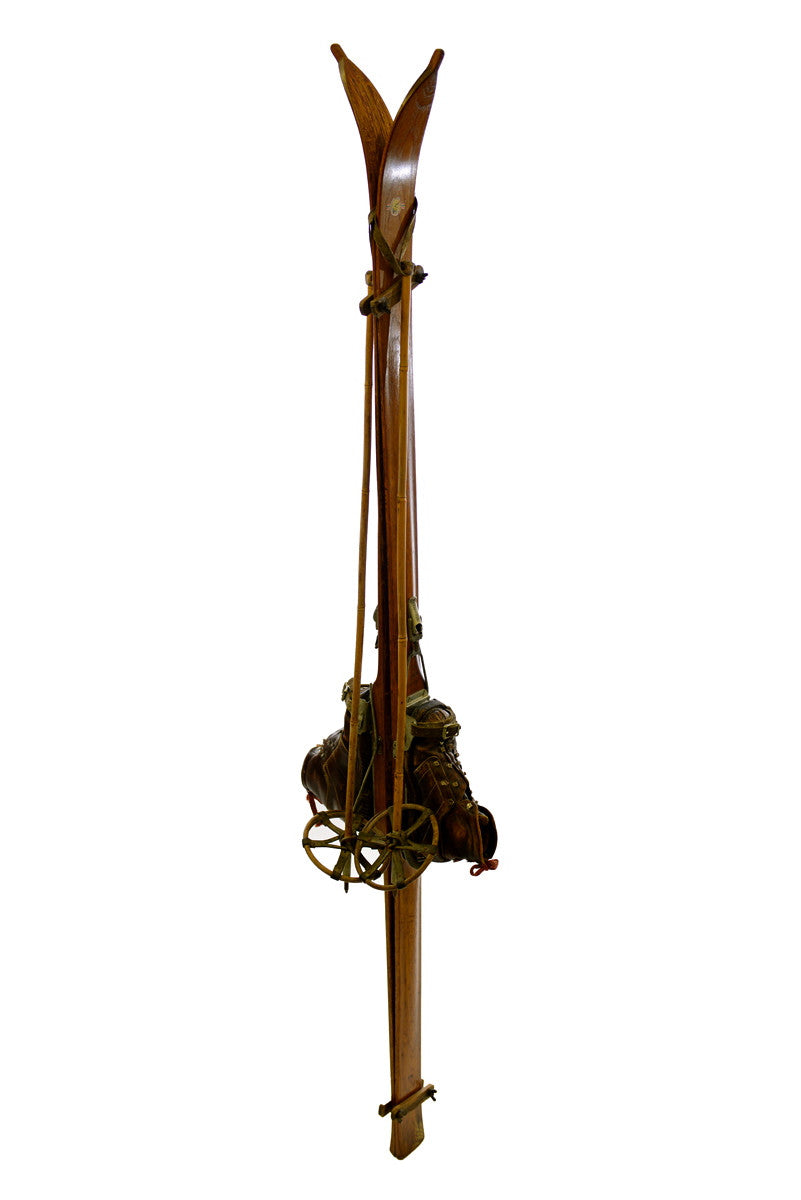Antique Dartmouth Skis, Boots and Poles