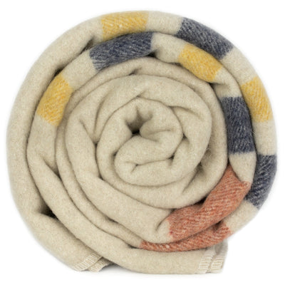 Cream Bay Blanket with Stripes Wool Blanket