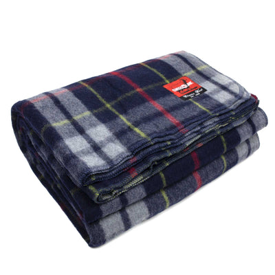 Dark Blue Plaid Wool Blanket