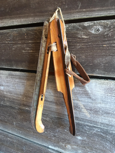 Dutch Vintage Ice Skates with holiday decor stencil