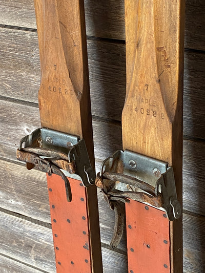 Antique Wooden Maple Skis - c. 1935-40