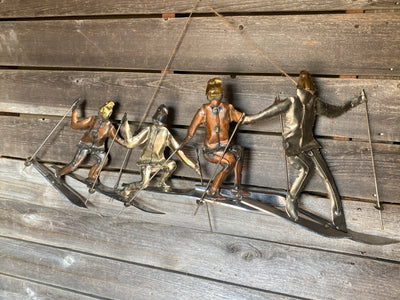 Art Deco Skiers Metal Wall Art