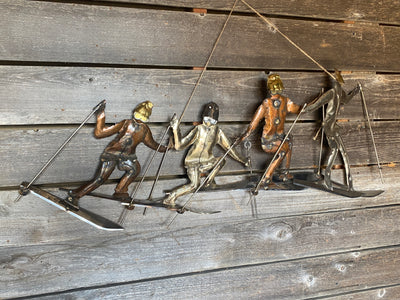 Art Deco Skiers Metal Wall Art