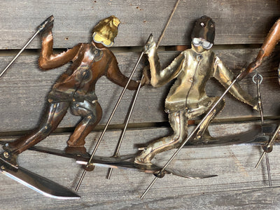 Art Deco Skiers Metal Wall Art