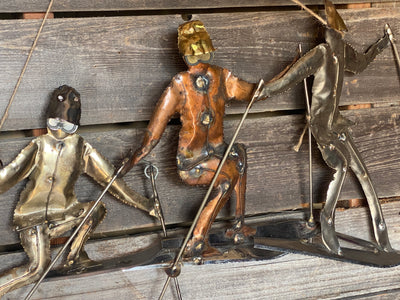 Art Deco Skiers Metal Wall Art