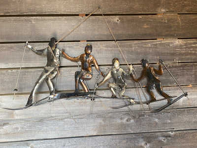Art Deco Skiers Metal Wall Art