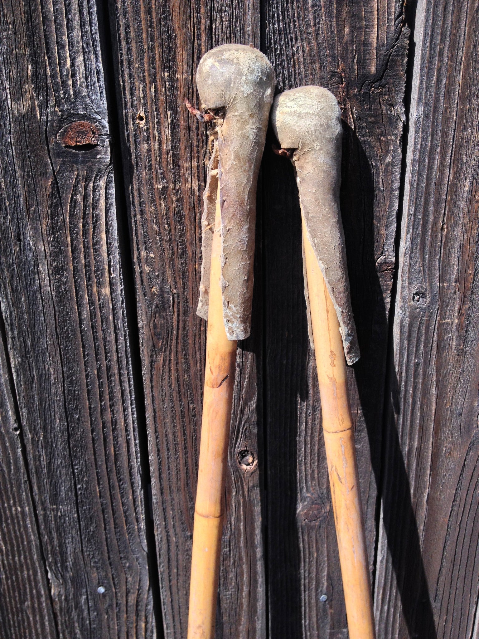 Vintage Bamboo Ski Poles - triple ring baskets