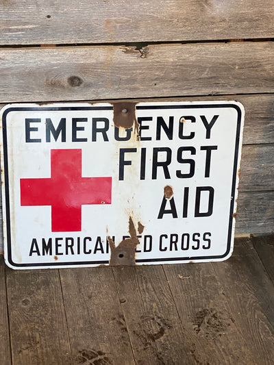 Vintage Emergency First Aid Sign American Red Cross