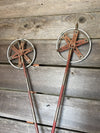 Silver and Red - Decorative Metal Ski Poles