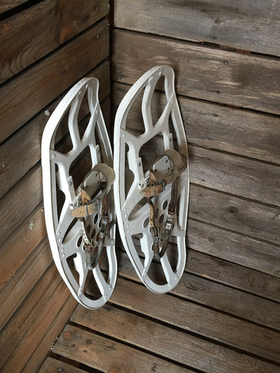 Vintage Metal Snowshoes - White
