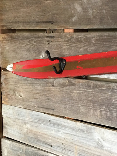 Antique Kids Ski - Coat Hooks - Red