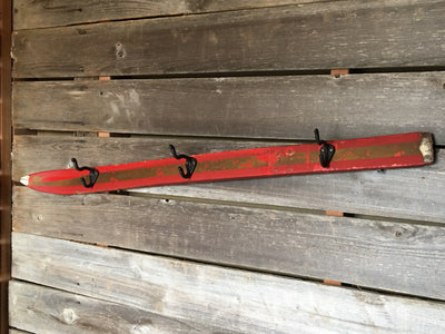 Antique Kids Ski - Coat Hooks - Red