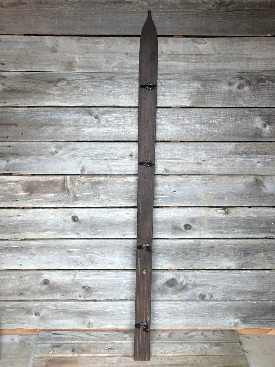Antique Pointed Tip Childs Ski - 4 Coat Hooks